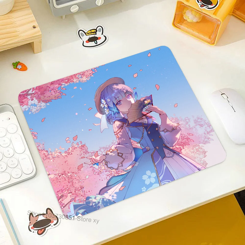 

Kamisato Ayaka Genshin Impact Mousepad RGB Small Size Gaming Mouse Pad With LED Light Desk Mat Super Smooth Non-slip Rubber