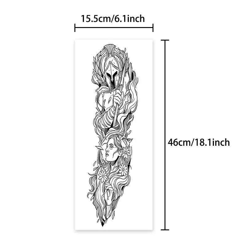 Long-lasting waterproof full-arm Spartan Guards temporary tattoo stickers non-reflective tattoo color fake tattoo stickers