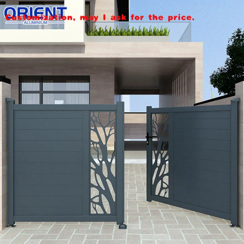 custom.Automatic Aluminum Swing Driveway Double Leaf with Remote System House Main Gate Design