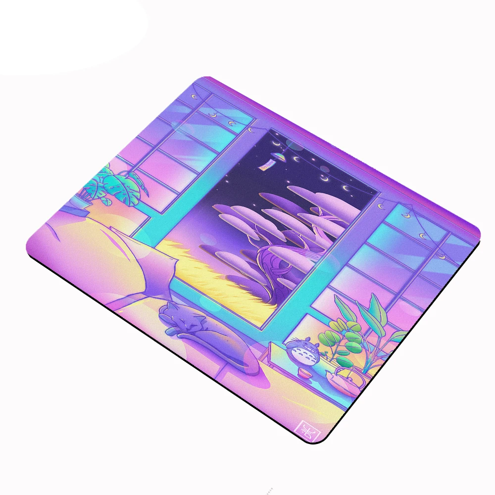 Small Mouse Pad Dreamy Girly Mousepad Gamer Purple Desk Mat Keyboard Pad Japanese Street Carpet Computer Mauspad