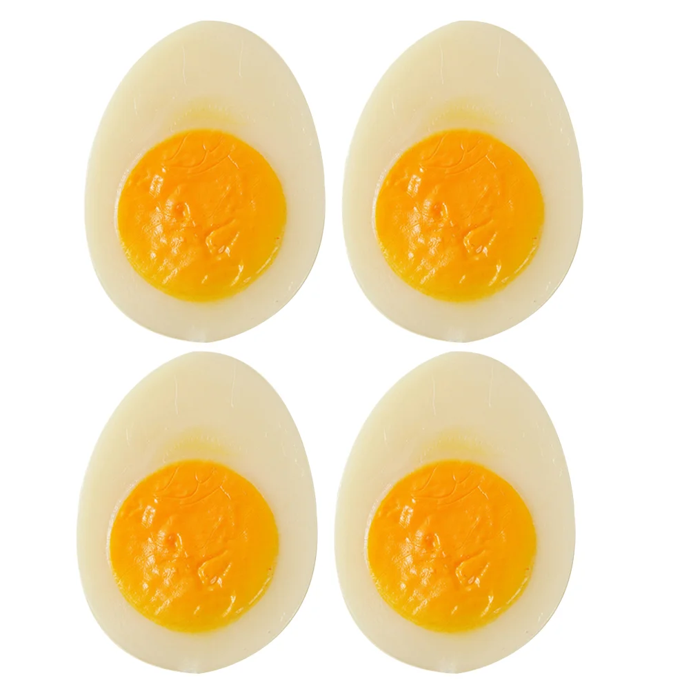 

4 Pcs Simulated Boiled Eggs Prop Food Play Artificial Models Pvc Fake for Props