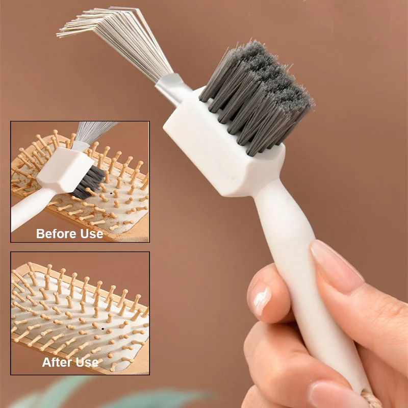 2 In 1 Hair Brush Cleaner Tool Metal Wire Comb Cleaner Airbag-comb Cleaner Tools Dual Use Hair Dust Stiff Bristles Edge Brush