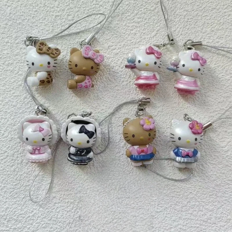 Nuevo en Stock: Lindo Colgante de Joyería de Cuero Negro con Diseño de Gato KT, Caja Sorpresa, Decoración Colgante para Funda de Teléfono KT, Regalo Sorpresa