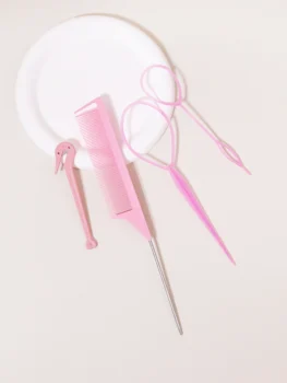 ヘアスタイリング4点セット、ゴムバンドカッター、マウステールコーム、ヘアスタイリングツール、ヘアブレードアクセサリー、ポニーテールメーカー