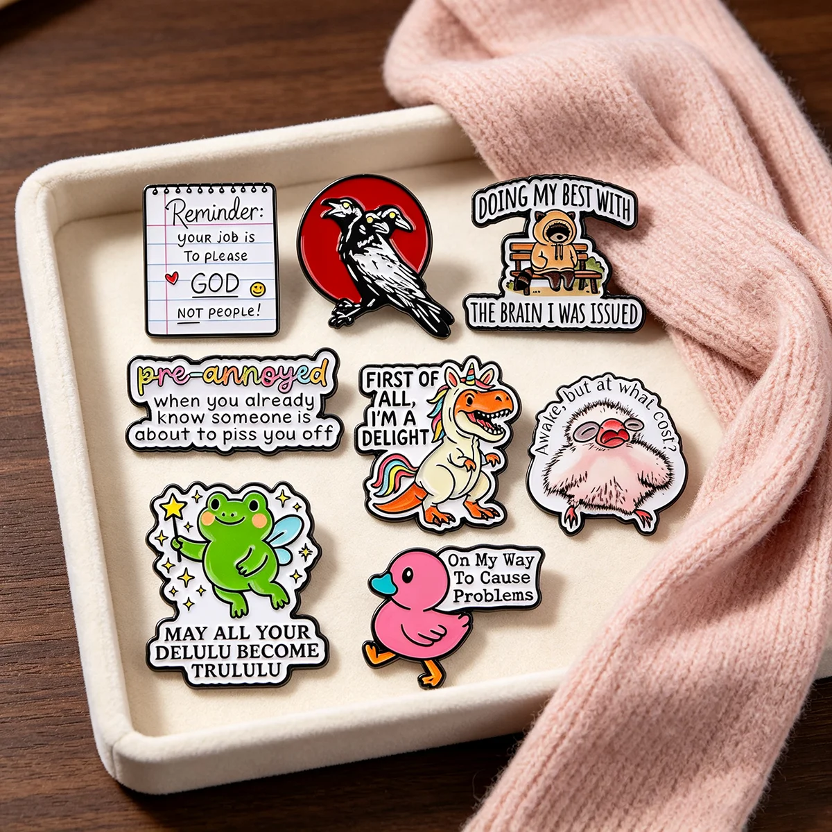 Cute Frog Duck Raccoon Enamel Pins Inspirational Quote Brooch Lapel Pin Badge on Clothing Accessories Fashion Jewelry Gifts