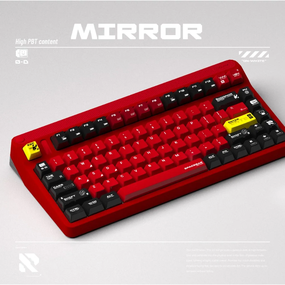 Imagem -04 - Cerberu-tampão do Teclado do Tema do Espelho Pbt Custom Keycap Preto Vermelho Cereja Gaming Perfil Teclado Mecânico 136key