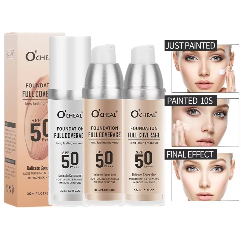 3 Shade Full Coverage Concealer Liquid Foundation makeup high coverage Base makeup cushion Foundation cream Natural Matte