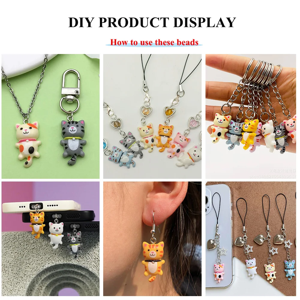 10 قطعة 15*27 مللي متر الكرتون لطيف القط الاكريليك السحر ثلاثية الأبعاد هريرة الراتنج الحيوان قلادة ل عقد دي اي واي القرط صنع المجوهرات اكسسوارات