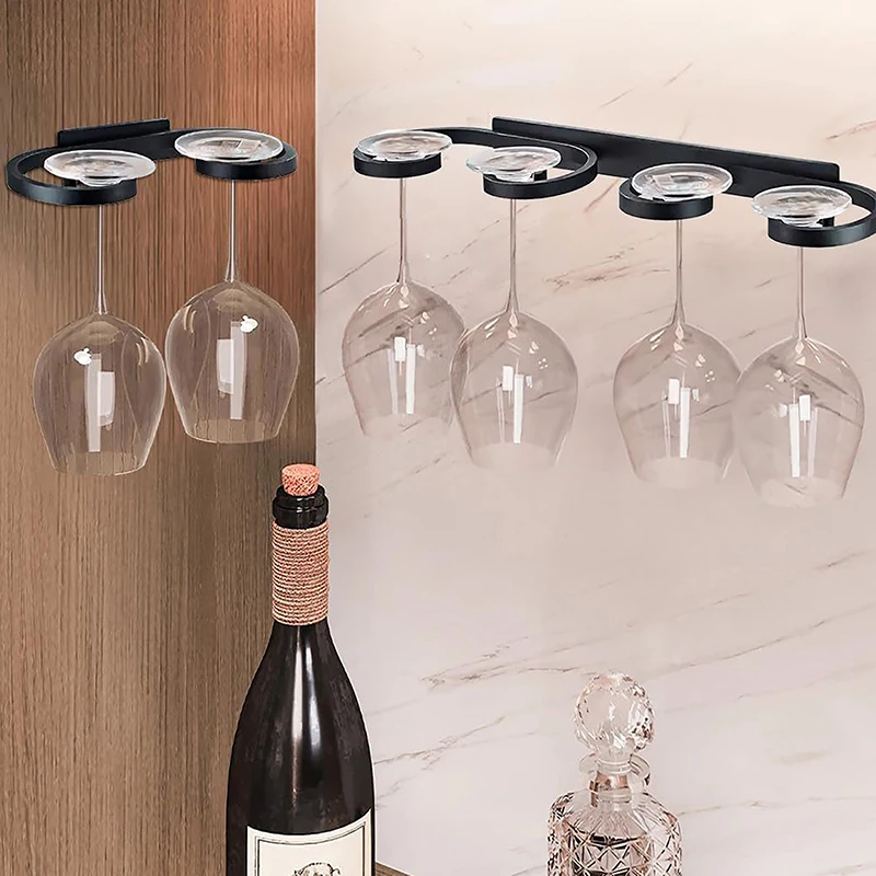 

Creative Wall-mounted Wine Glass Holder For 2/4/6 Cups Aluminum Alloy Goblet Storage Rack Bar Home Punch-free Wine Glass Holder