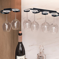 Creative Wall-mounted Wine Glass Holder For 2/4/6 Cups Aluminum Alloy Goblet Storage Rack Bar Home Punch-free Wine Glass Holder