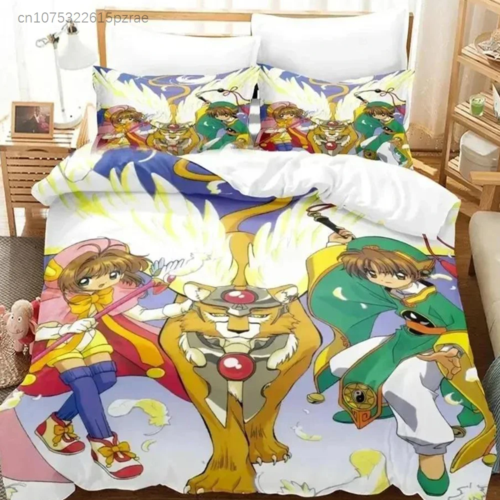 3D Print Anime Cardcaptor Sakura Bedding Set Printed Bed Set With Pillowcase Duvet Cover Soft Queen King Size Bedclothes Home