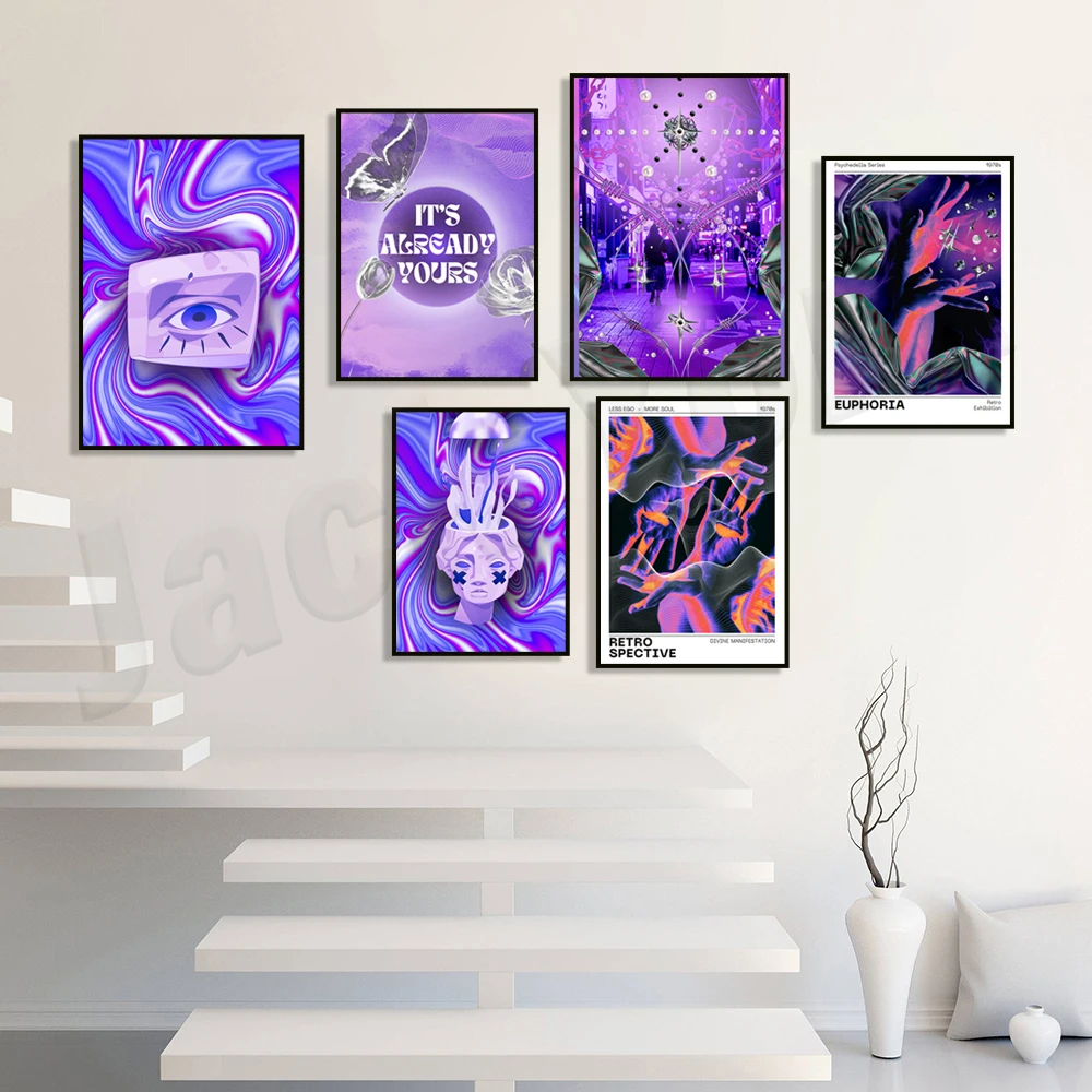 Vintage Trippy Print Poster, Aura Art, Aura Psychedelic Energy Wall Art, 2000s Aesthetic Room Decor, Futuristic Poster Sci-Fi Ar