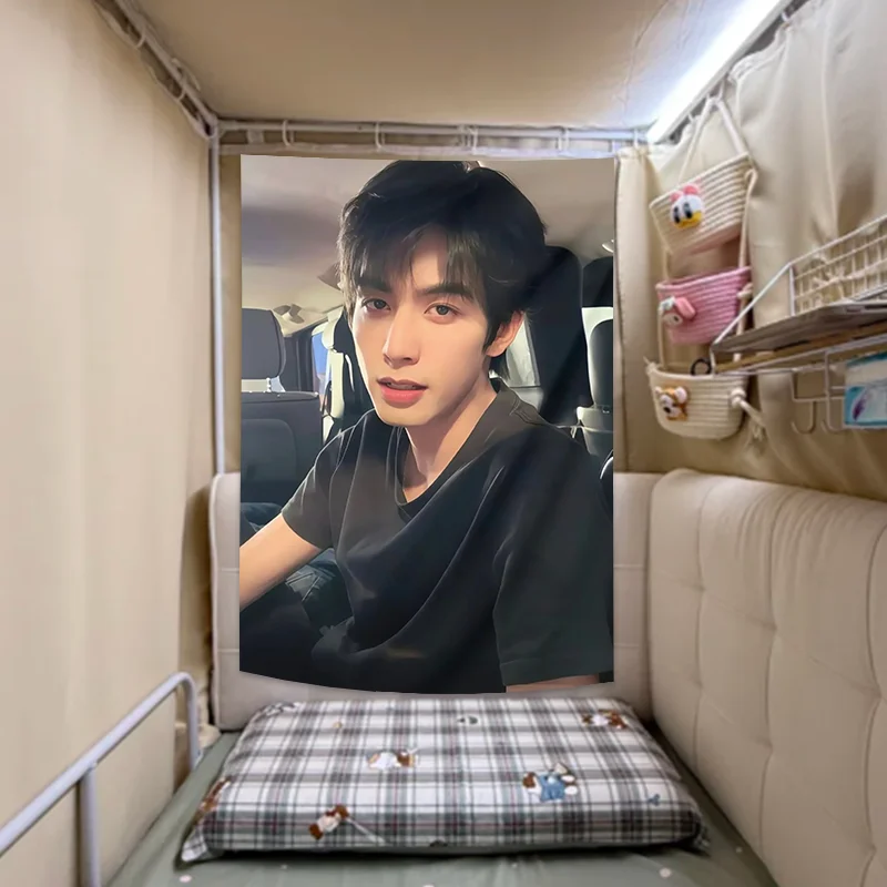 Song Weilong Tapestry, Chinese Actor Black T-shirt Wall Hanging, Cool Star Background Cloth for Bedroom Dorm