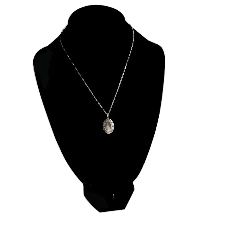 1pc Ruyi Oval As Ones Wish Stainless Steel Photo Frame Pendant Lucky Charms Locket Necklaces Women Men Fashion Memorial Jewelry