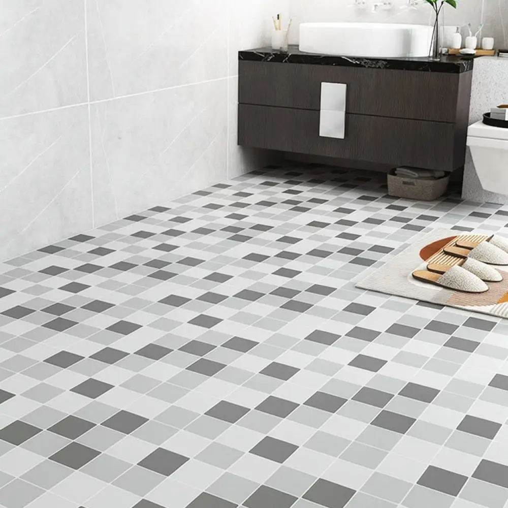 Waterproof Floor Sticker Self Adhesive Thick PVC Tiles Marble Design For Bathroom Kitchen Renovation Anti Slip Surface Covering