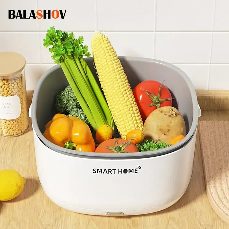 4L Electric Vegetable And Fruit Washing Machine Food Ultrasonic Washing Bucket Large Capacity Food Grains Purifie Home-appliance