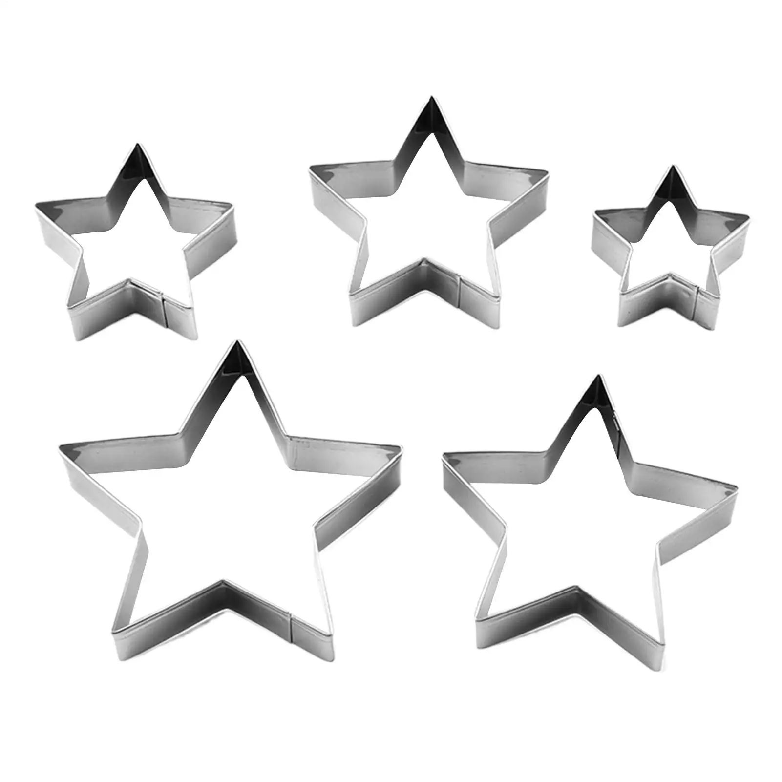 Star Shaped Cookie Cutter Fondant Molds 5 pieces Stainless Steel Biscuit Cutters Pastry Molds set for Baby Shower Baking gadgets