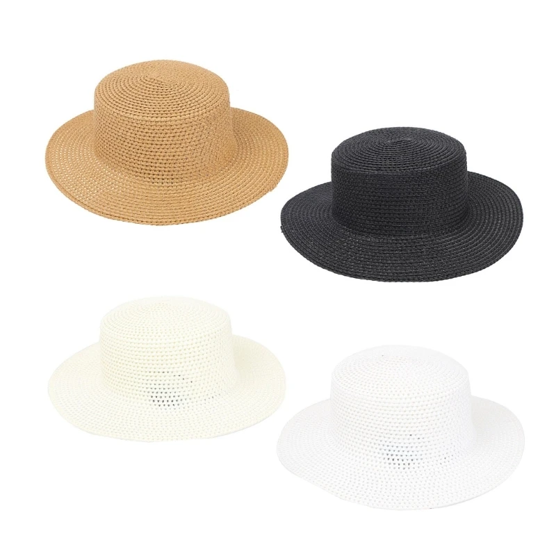 Artisanal Weaving Hat Durabililty Straw Hat Solid Color Straw Hat Gardening Hat