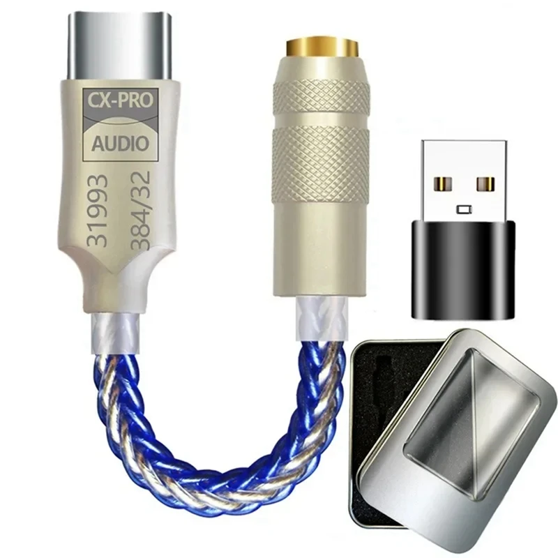 CX31993 Hifi DAC Type C To 3.5Mm Headphone Amplifier Audio Decoder IEM AMP Mobile Phone Adapter With USB Adapter Metal