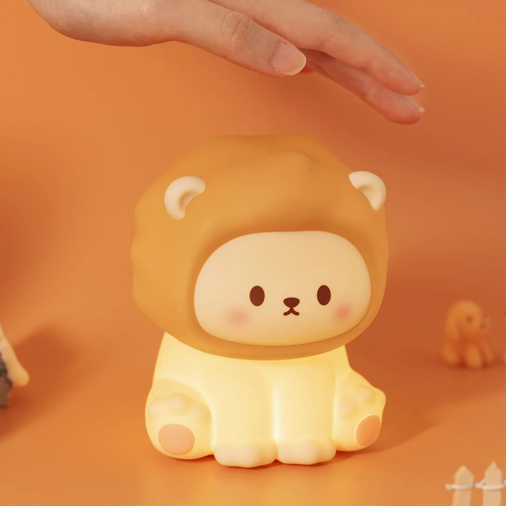 

KINYILO Cute Lion Kids Night Lamp - Rechargeable Touch Lamp, Soft Glow, Plastic Base, Ideal for Nursery & Bedroom Decor, Nursery
