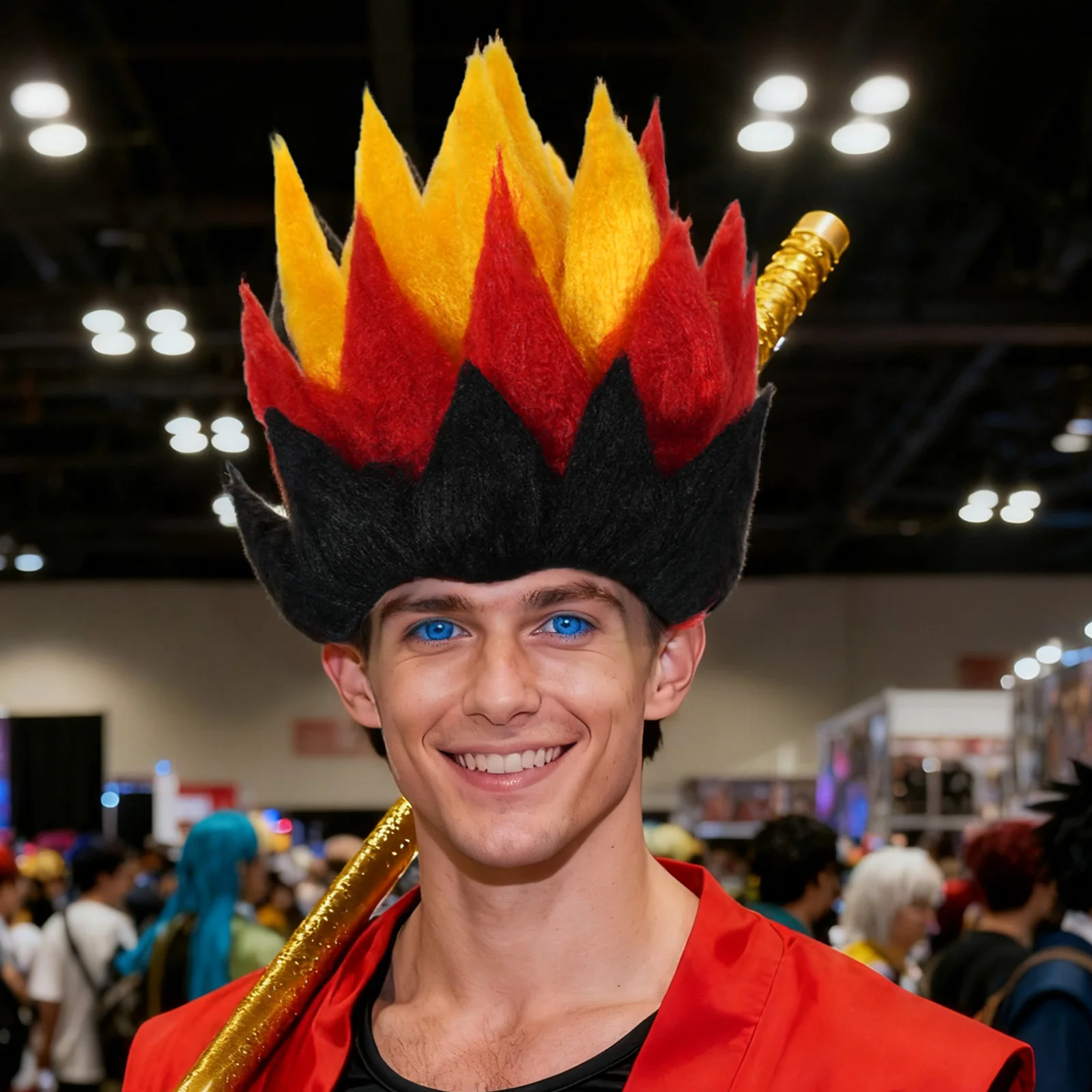 

Synthetic Spiky Wig Multi Colored Flame Head, Lotus Head Perfect for Cosplay, Halloween, for Men Women