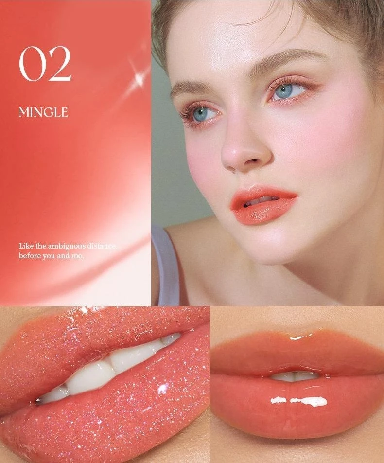 Double Tube Lip Gloss Can Rotate Heart Shape Hydrating And Moisturizing Plump Lips Glass Lip Oil Glitter Mirror Lip Glaze Makeup