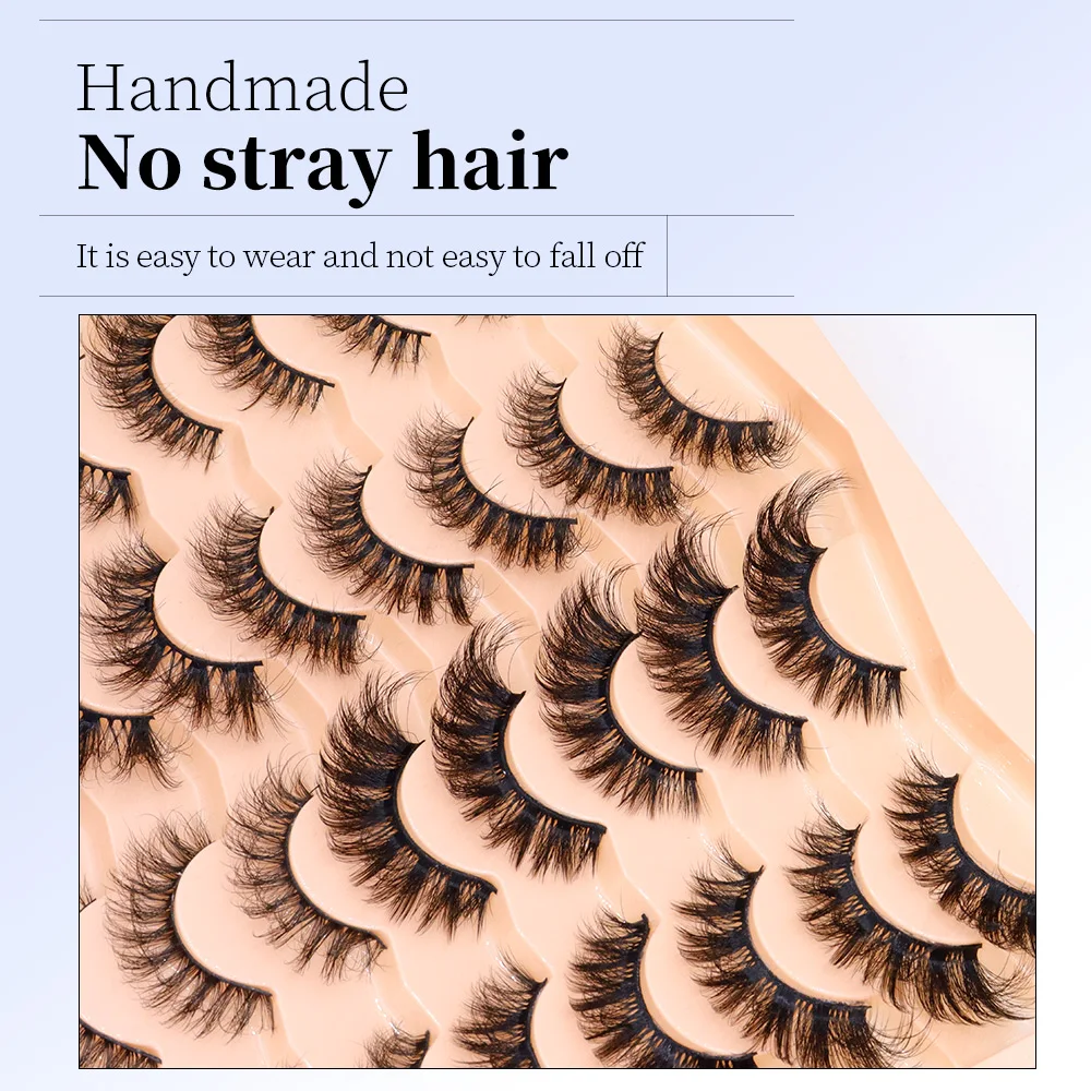 20 pares de cílios postiços pretos naturais fofos peludos cílios para festa diária