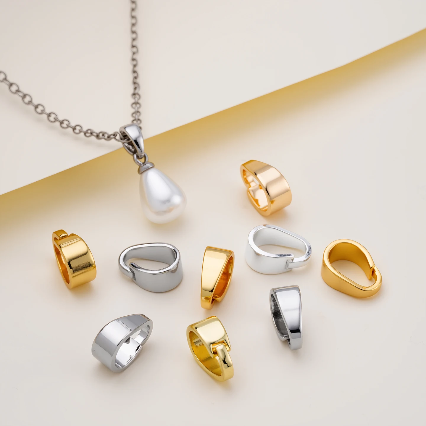 

5Pcs 18K Gold Color Pendant Pinch Bail Clips Melon Seeds Charm Clasps Connector Bulk For DIY Nacklace Making Findings