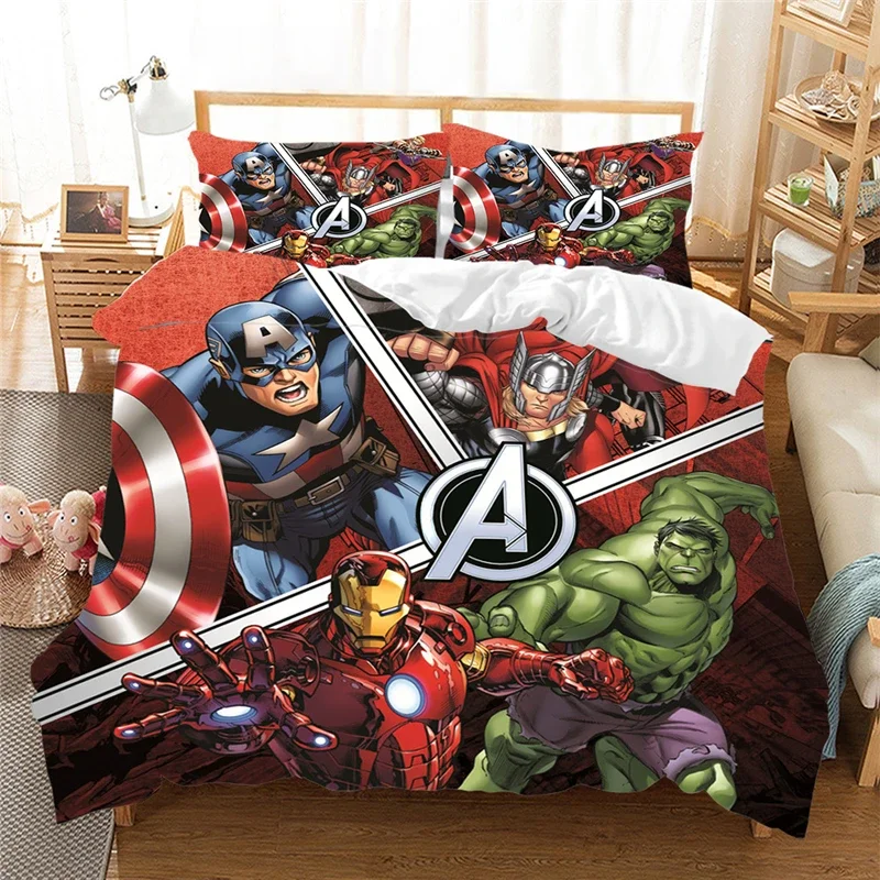 Disney Bedding Set The Avengers Captain America Hulk Super Hero Duvet Cover Set Bedcloth With Pillowcase Home Textiles