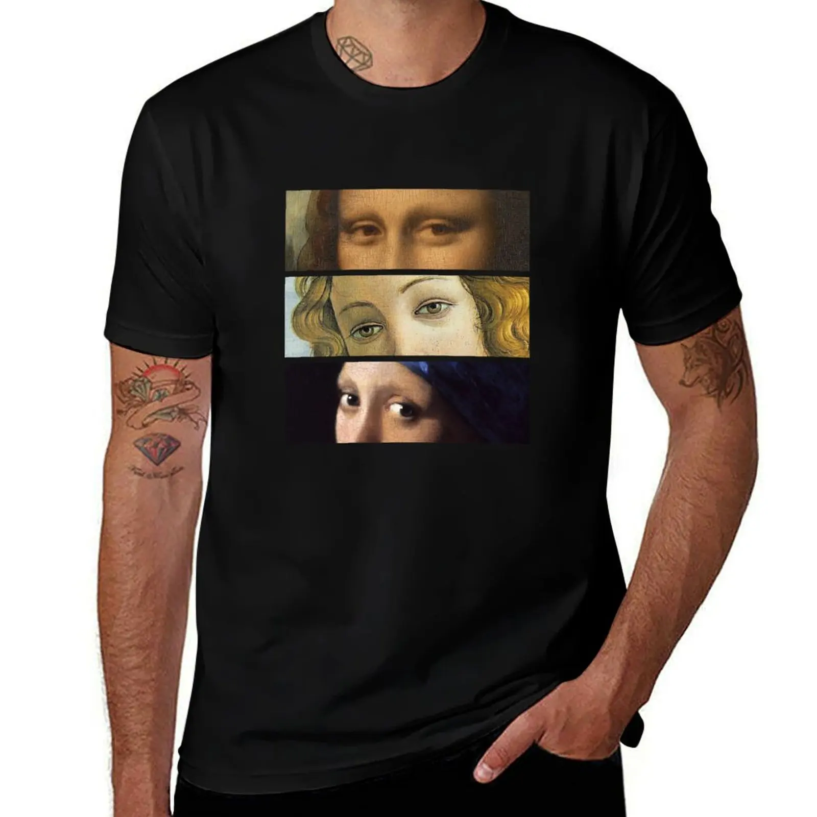 Famous Paintings - the eyes never lie T-Shirt Basic Solid Color Casual Tee Shirt