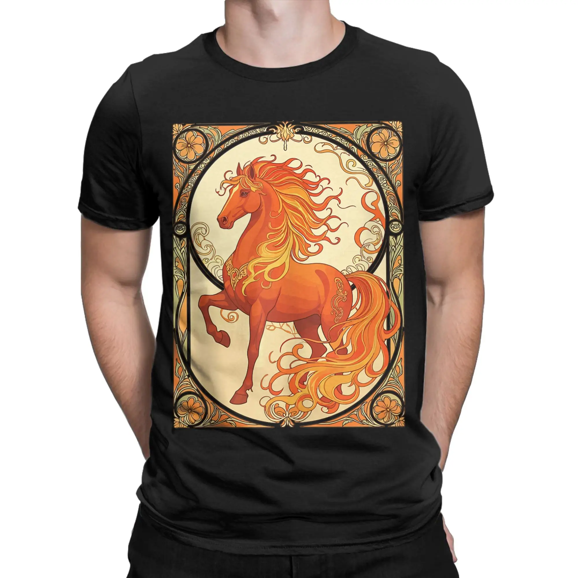 The Fire Horse Chinese Zodiac Year of Horse Cotton T Shirt Men Summer T-Shirts O-Neck Harajuku Tee Shirt Plus Size Pattern Tops