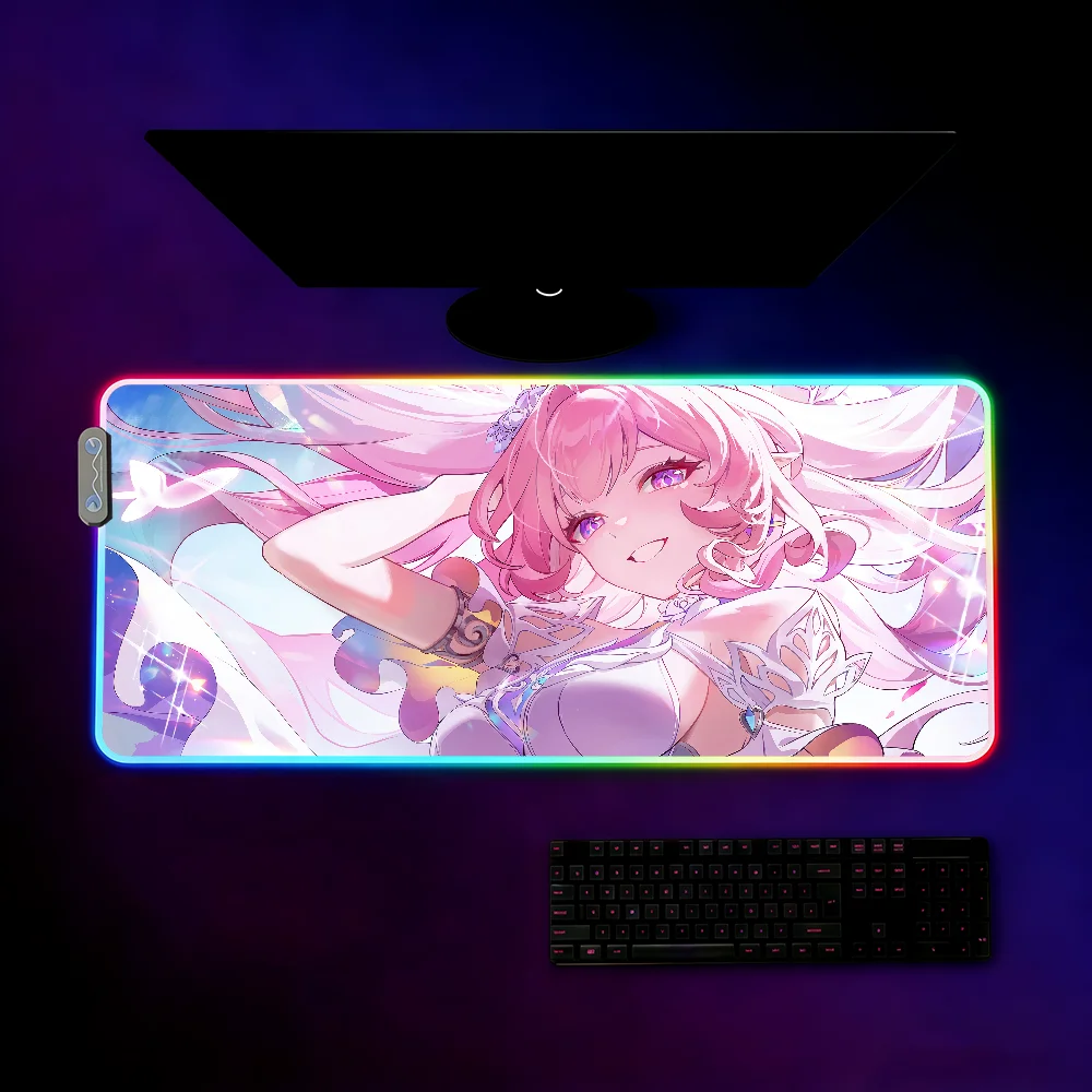 Cyrene Mouse Pad with RGB LED Light, Colorful Game Keyboard Non-Slip Cover Desk Mat, Waterproof Surface for PC Laptop
