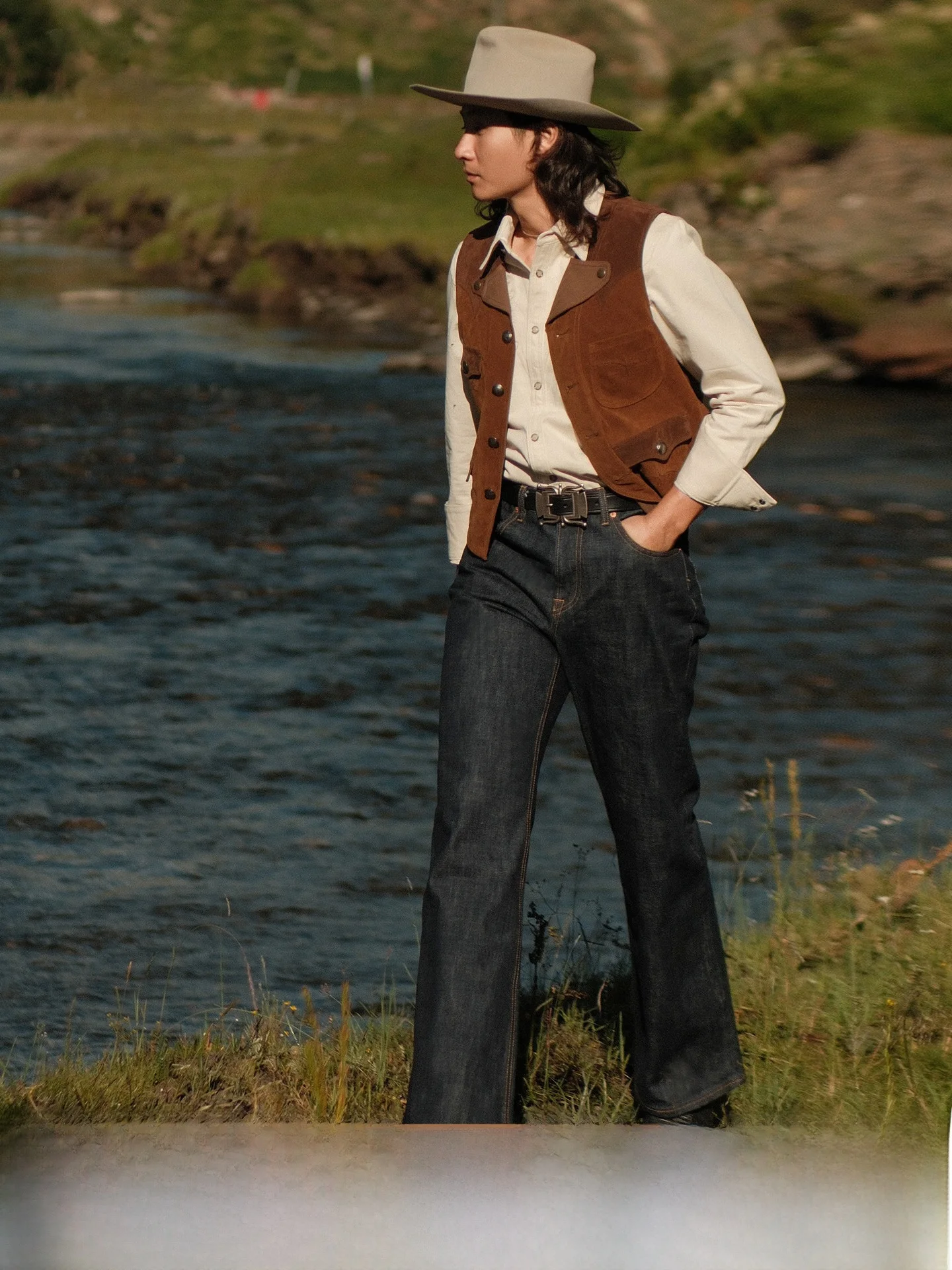 

Western Series 6OZ Broken Twill Indigo Denim Narrow Flared Pants MBBCAR Youth Faion High Waist Cotton Straight Leg Jeans