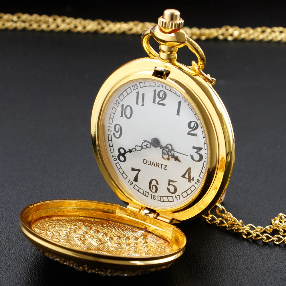 Green Diamond Handicrafts Quartz Pocket Watch Vintage Luxury Gold Necklace Ladies Pendant Best Gift reloj mujer analogico