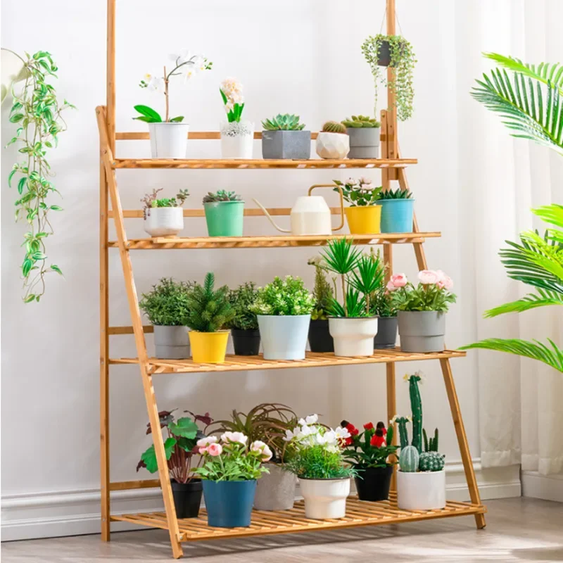 Sale Multi-layer Balcony Plant Stand Folding Storage Flower Shelves Hanging Design Strong Load Bearing Indoor Garden