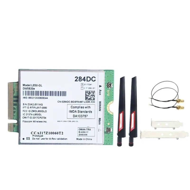 New Arrivals-L850-GL LTE 4G Card Module+ 10DB Antenna Kit DW5820E 0284DC 284DC For Dell Laptop 3500 5400