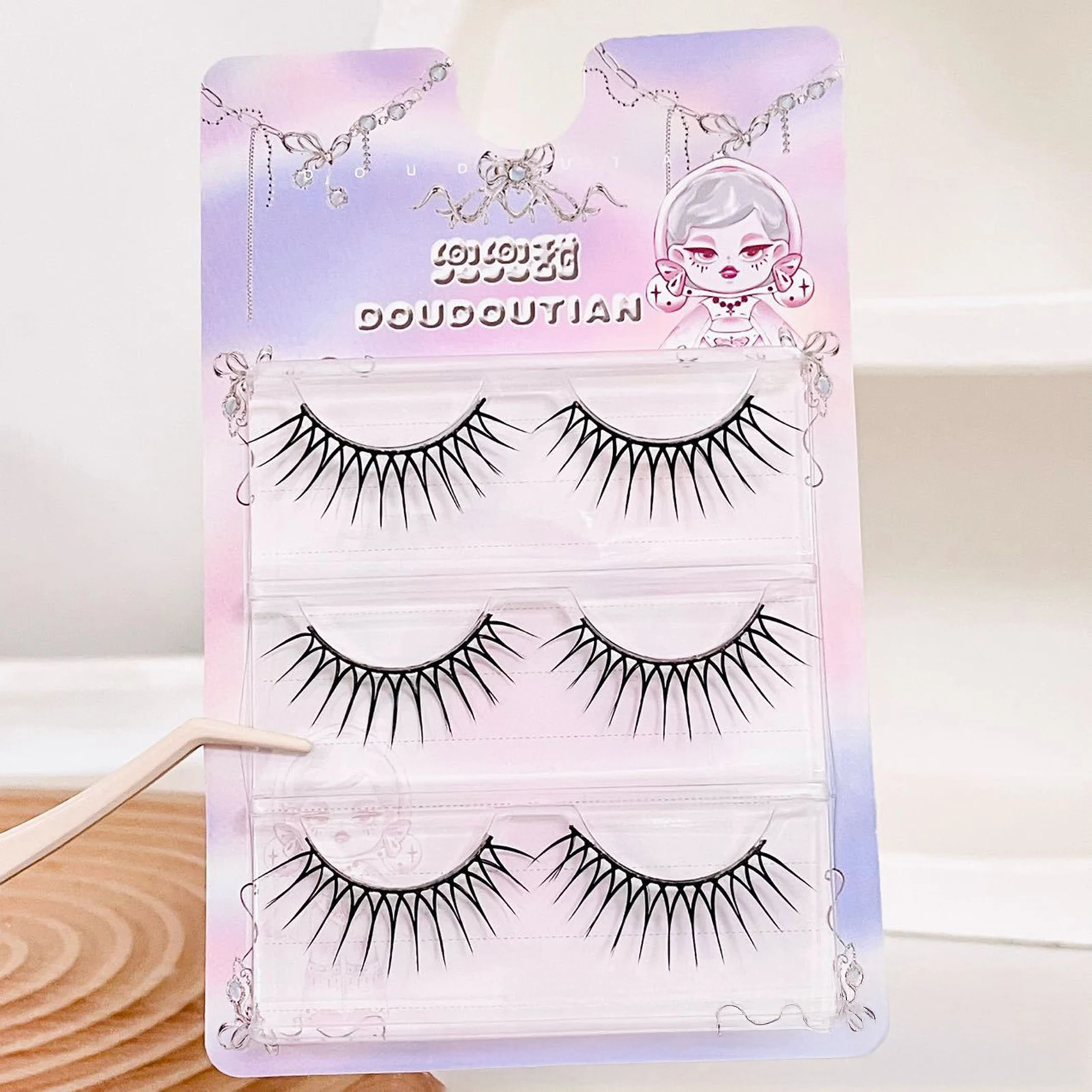 DIY Cosplay Wispy Strip Wimpern Ultraleichte Natürlich Aussehende Falsche Wimpern Koreanische U-förmige Streifenwimpern Handgemachte Manga-Wimpern