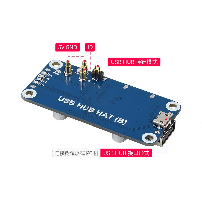 Raspberry Pi 4-Port USB Hub Expansion Board - USB 2.0 Splitter HUB Module for 4B/3B+/Zero 2 W
