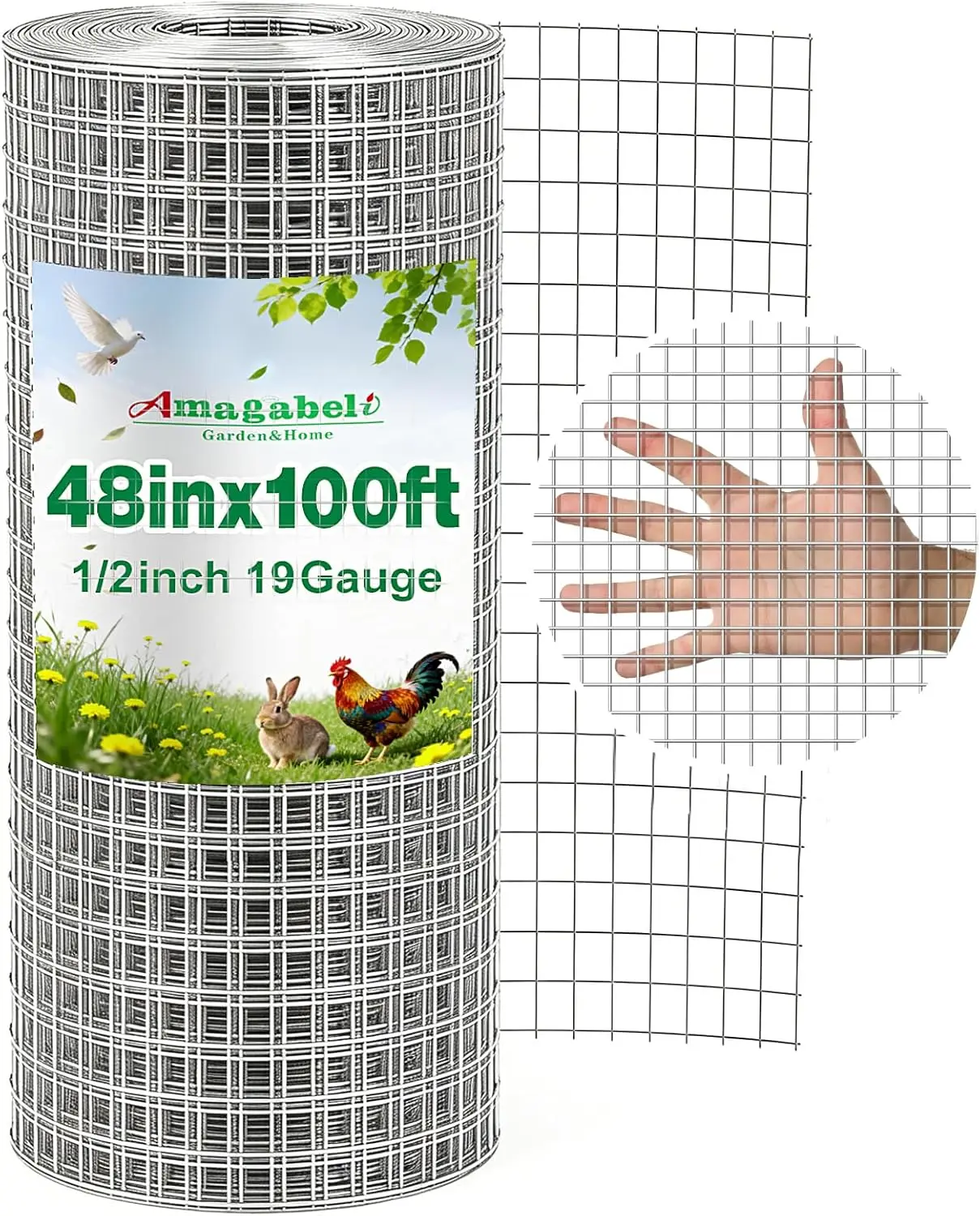

1/2 Inch 48x100 Ft 19 Gauge Galvanized Chicken Wire Fence Mesh Roll for Plant Support and Poultry Netting