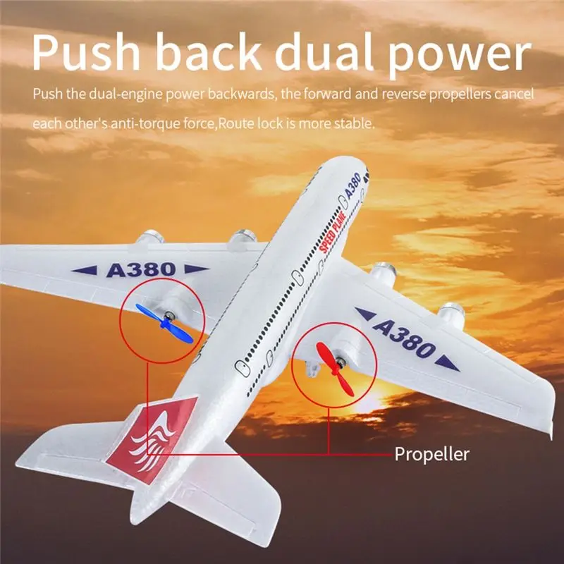 ABUM-Airbus A380 RC Airplane 2.4G Remote Control Fixed Wing Plane Gyro Outdoor Aircraft Model Birthday Gift For Kids