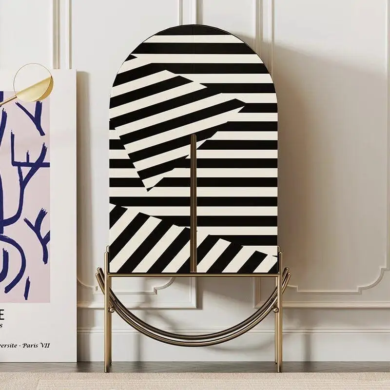 LTT Italian zebra pattern decorative cabinet, bedroom footboard storage cabinet, high-legged entryway cabinet
