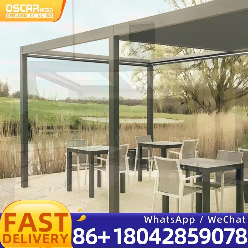 3M X 4M Motorized Bioclimatic Aluminum Alloy Pergola Waterproof Powder Coated Frame Easily Assembled Sun Protection Outdoor Pati