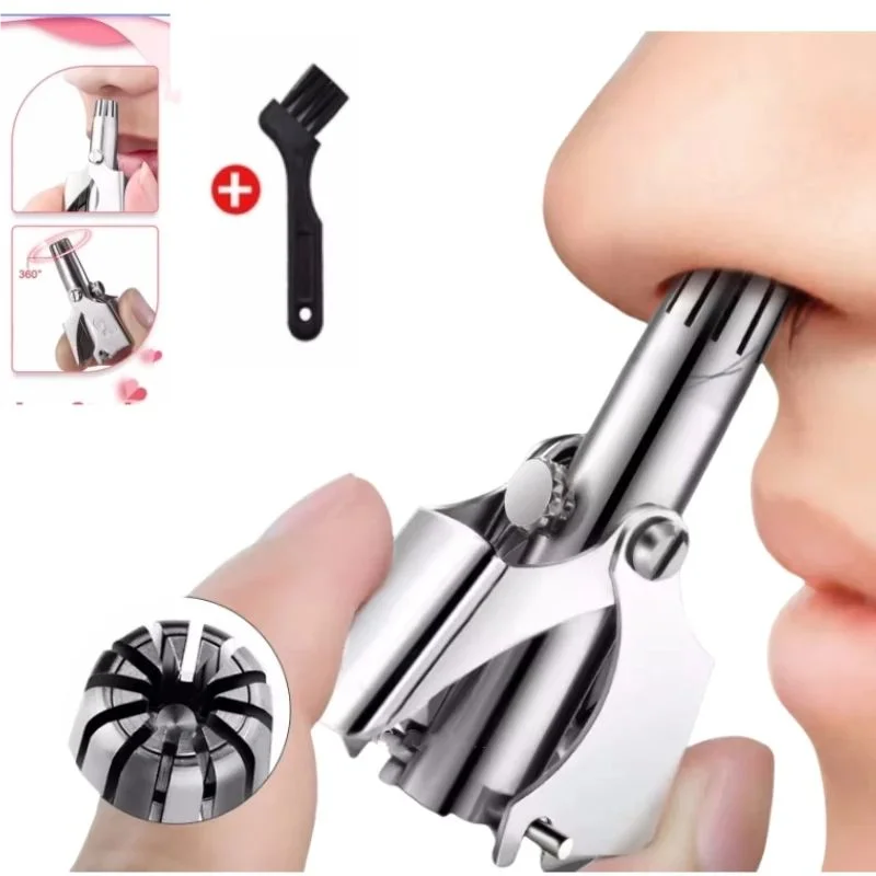 Recortador de Vello Nasal LISI para Hombre, Afeitadora Manual de Acero Inoxidable, Adecuada para Vello Nasal, Lavable, Portátil, Recortador de Vello de Oídos