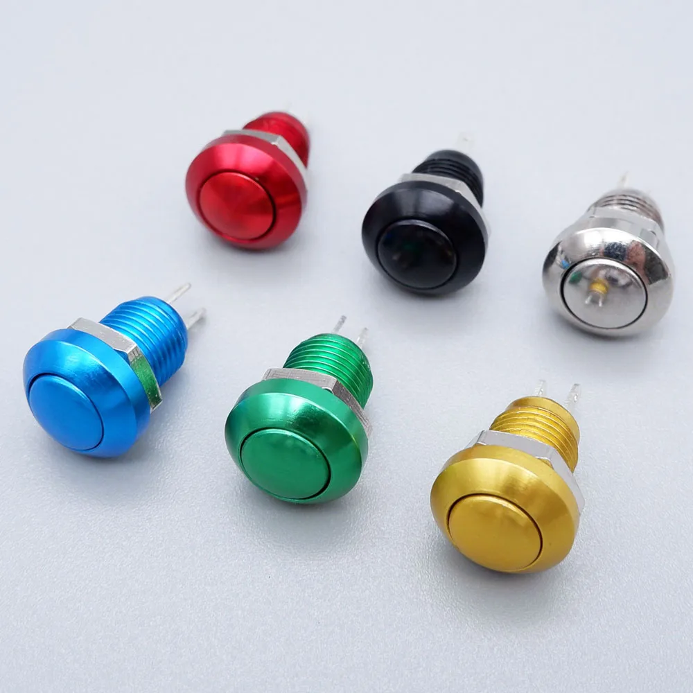 8mm Buttons Metal Power On Off Push Button Momentary Self-reset Mini Switch  Doorbell Horn Button Power Start Stop Red Blue 1NO
