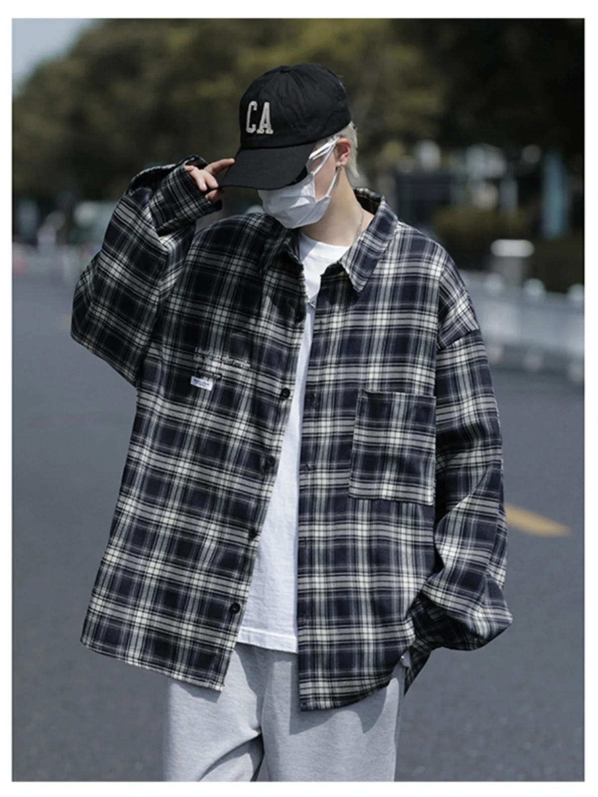 

Long Sve Men's irt Casual Cheered Faionable Retro Sle Spring Autumn Outerwear Comfortable Loose Fit Button Detail
