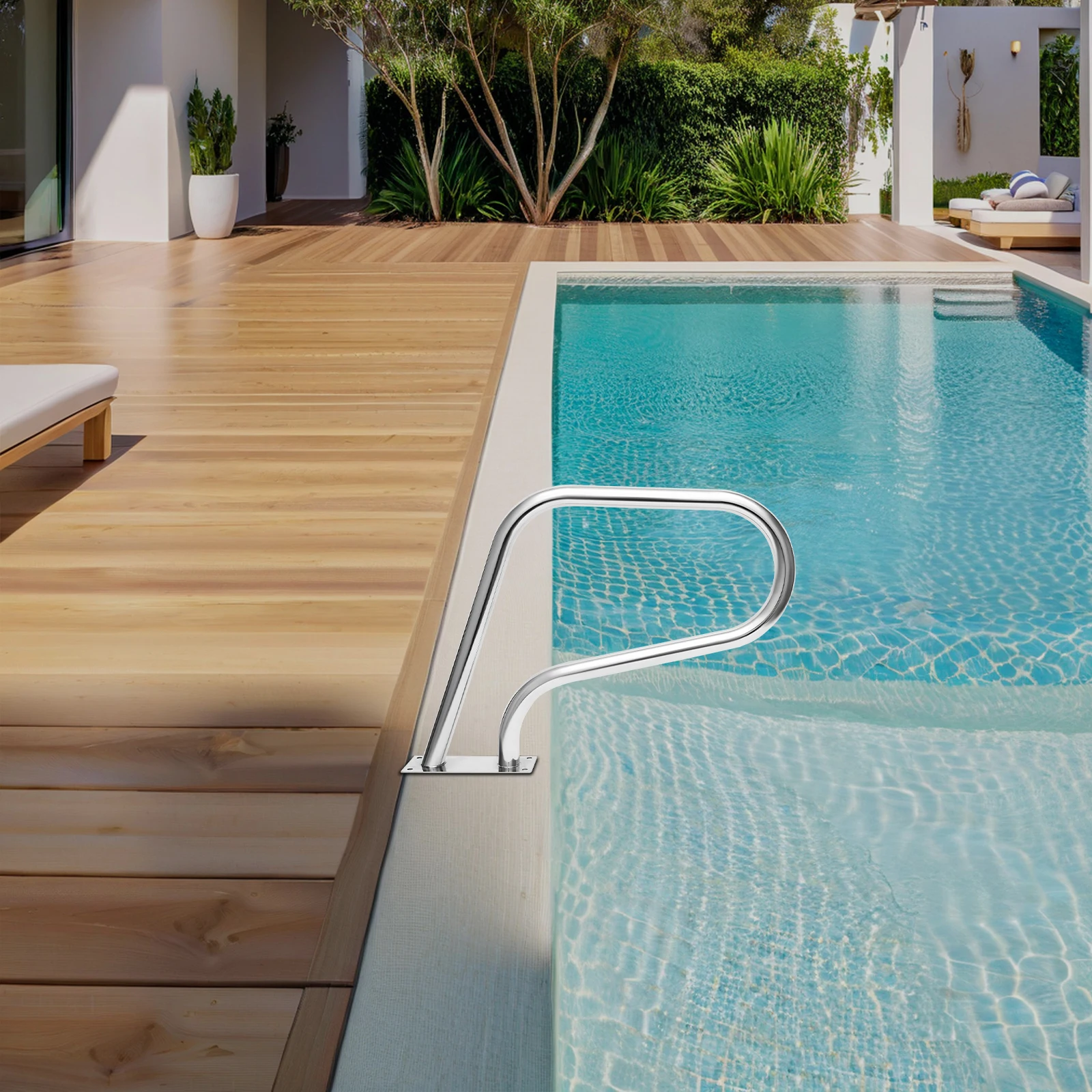 Stainless Steel Pool Rail Pool Railing 264.55 LBS Load Capacity Silver Rustproof Pool Handrail Humanized Swimming Pool