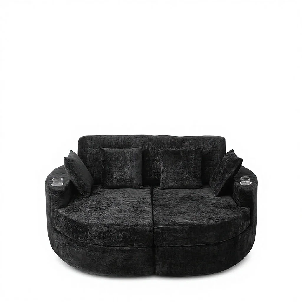 

High Density Sponge Customized Color Home Furniture Cup Holder Storage *Nordic Light Luxury Compression Sofa Bed Velvet Fabric