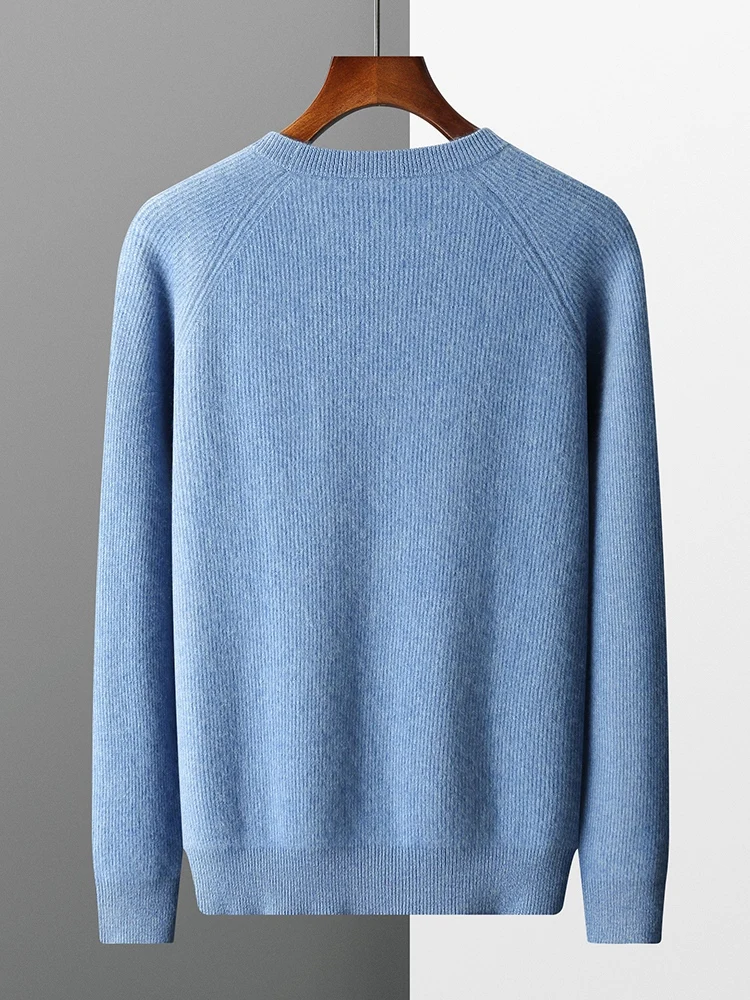 Men's Light Luxury 100% Pure Cashmere Pullover Knitwear Sweater Thick Loose Business Casual Basic Breathable Long Sleeve Tops