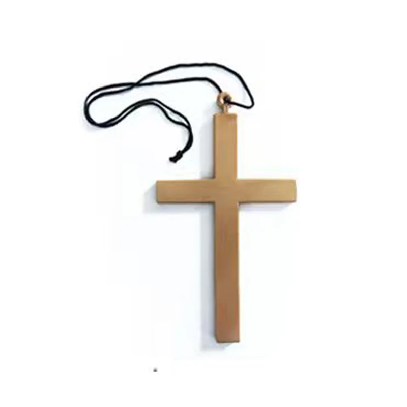 Acessórios de fantasia de festa de terror, fantasia de freira de filme de terror, roupa de freira preta Valak, colar de cruz de sacerdote conjunto de festa de três peças