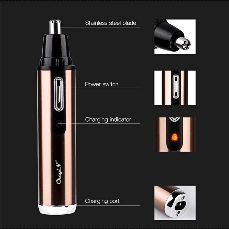 CkeyiN 4 in 1 Electric Nose Ear Trimmer Multifunction Shaver Men Hair Removal Nose Ear Beard Eyebrow Trimmer Safe Clipper Razor: